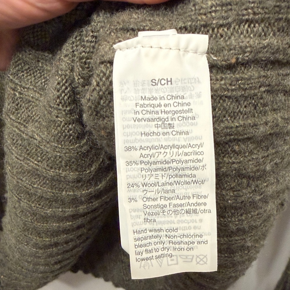 Madewell Olive Mock Neck oversized ribbed long sleeve Sweater size Small - Picture 4 of 8
